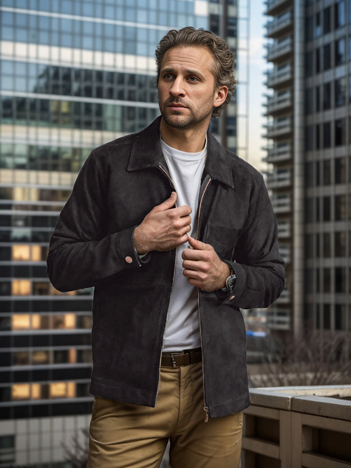 Herrar Suede-jacka i minimalistisk design Eva Jonsson-Eva Jonsson