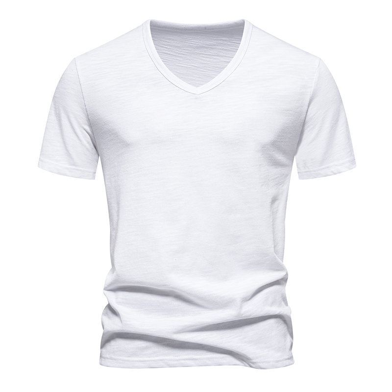 Herrar V-Hals T-shirt i andningsbart bomull med bekväm passform Mirla-Eva Jonsson