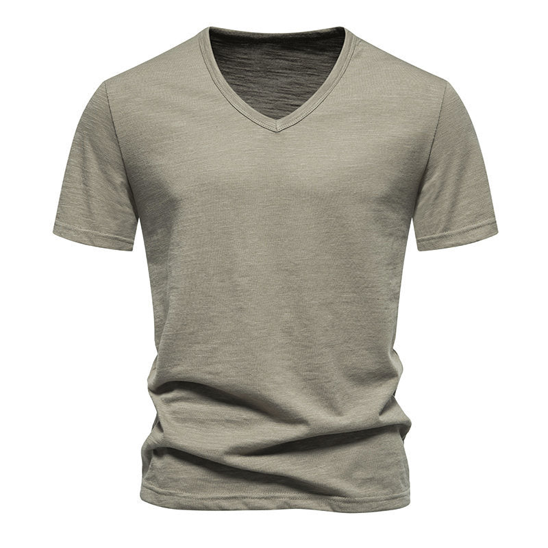 Herrar V-Hals T-shirt i andningsbart bomull med bekväm passform Mirla-Eva Jonsson