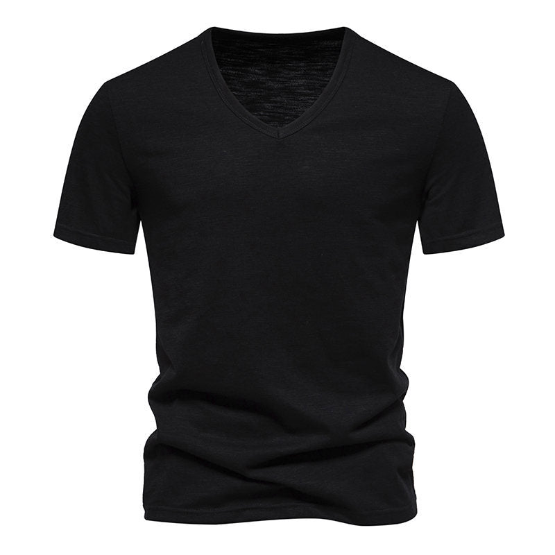 Herrar V-Hals T-shirt i andningsbart bomull med bekväm passform Mirla-Eva Jonsson