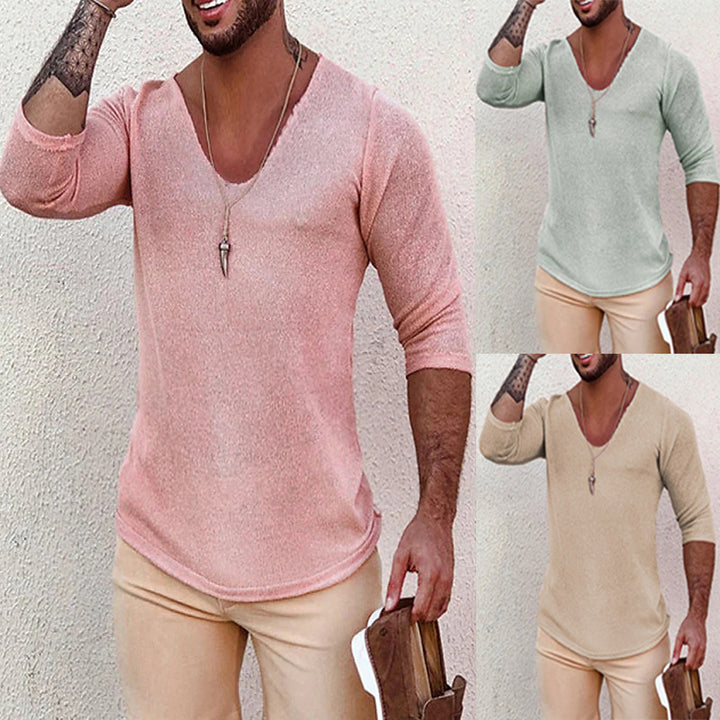 Herrar V-Hals T-shirt med innovativt strukturdesign Mirla-Eva Jonsson