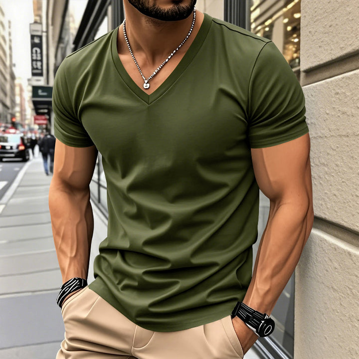 Herrar V-hals T-shirt i andningsbar och snabbtorkande bomull Eva Jonsson-Eva Jonsson