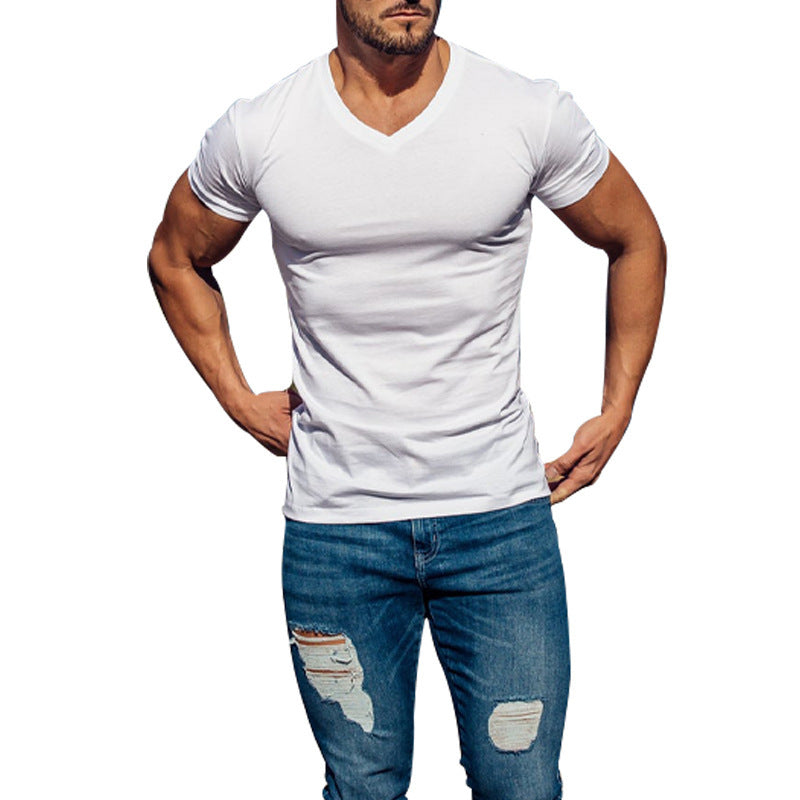 Herrar V-hals T-shirt i mjuk bomullsblandning Mirla-Eva Jonsson