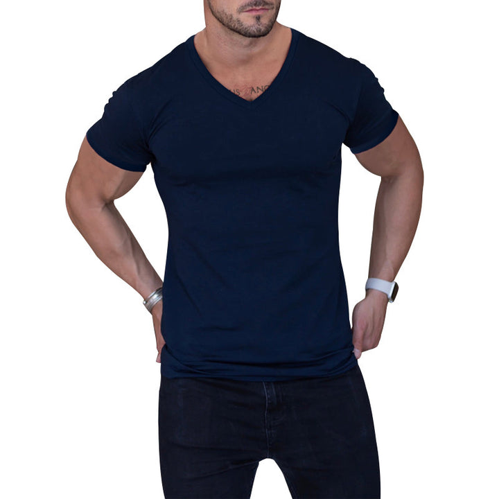 Herrar V-hals T-shirt i mjuk bomullsblandning Mirla-Eva Jonsson