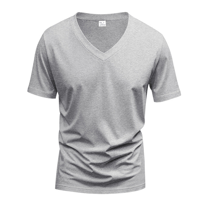 Herrar V-hals T-shirt i ventilerande bomullsmix med modern skärning Mirla-Eva Jonsson
