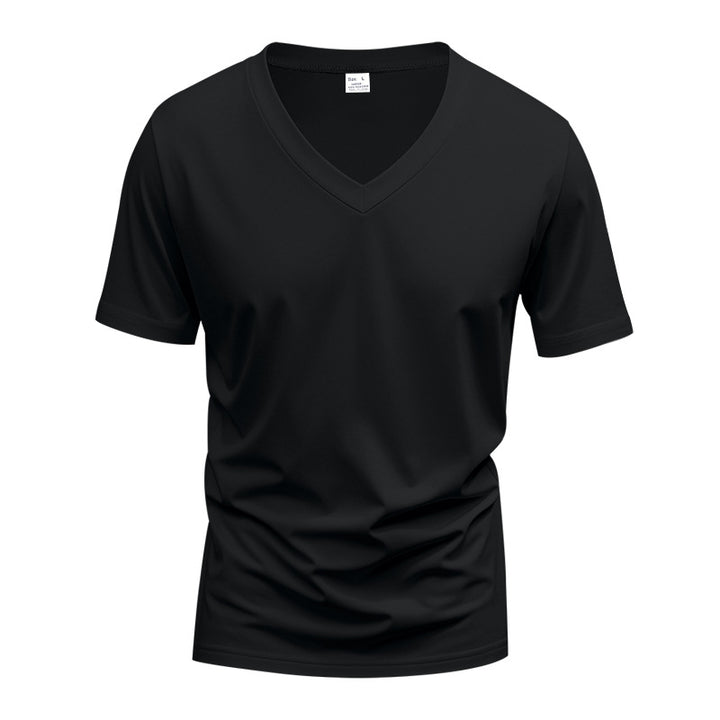 Herrar V-hals T-shirt i ventilerande bomullsmix med modern skärning Mirla-Eva Jonsson