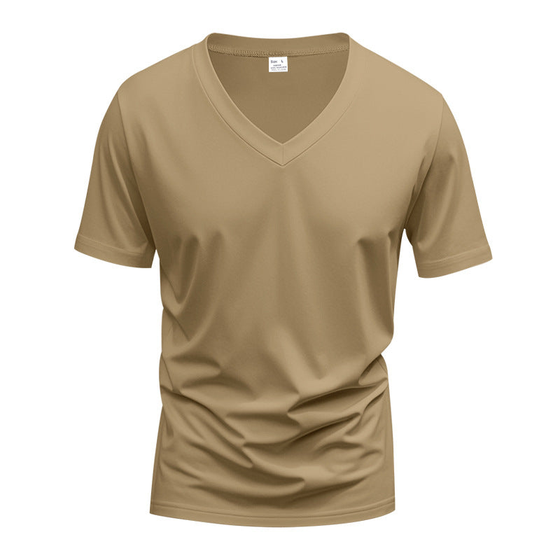 Herrar V-hals T-shirt i ventilerande bomullsmix med modern skärning Mirla-Eva Jonsson