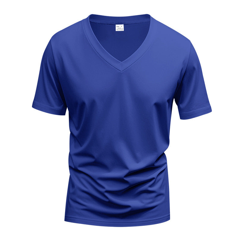 Herrar V-hals T-shirt i ventilerande bomullsmix med modern skärning Mirla-Eva Jonsson