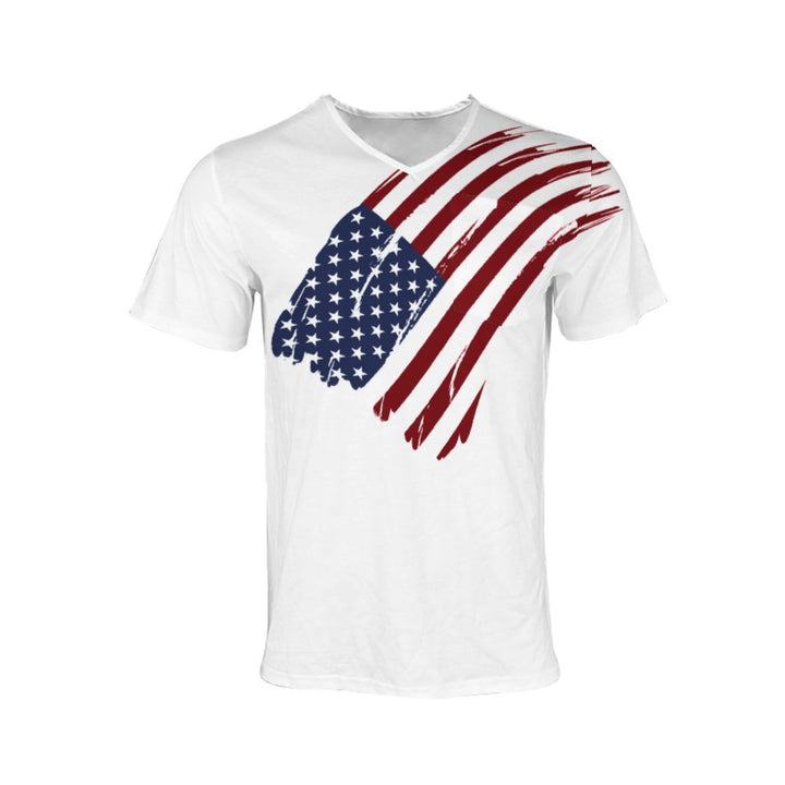 Herrar V-hals T-shirt med kreativt flaggmotiv Mirla-Eva Jonsson