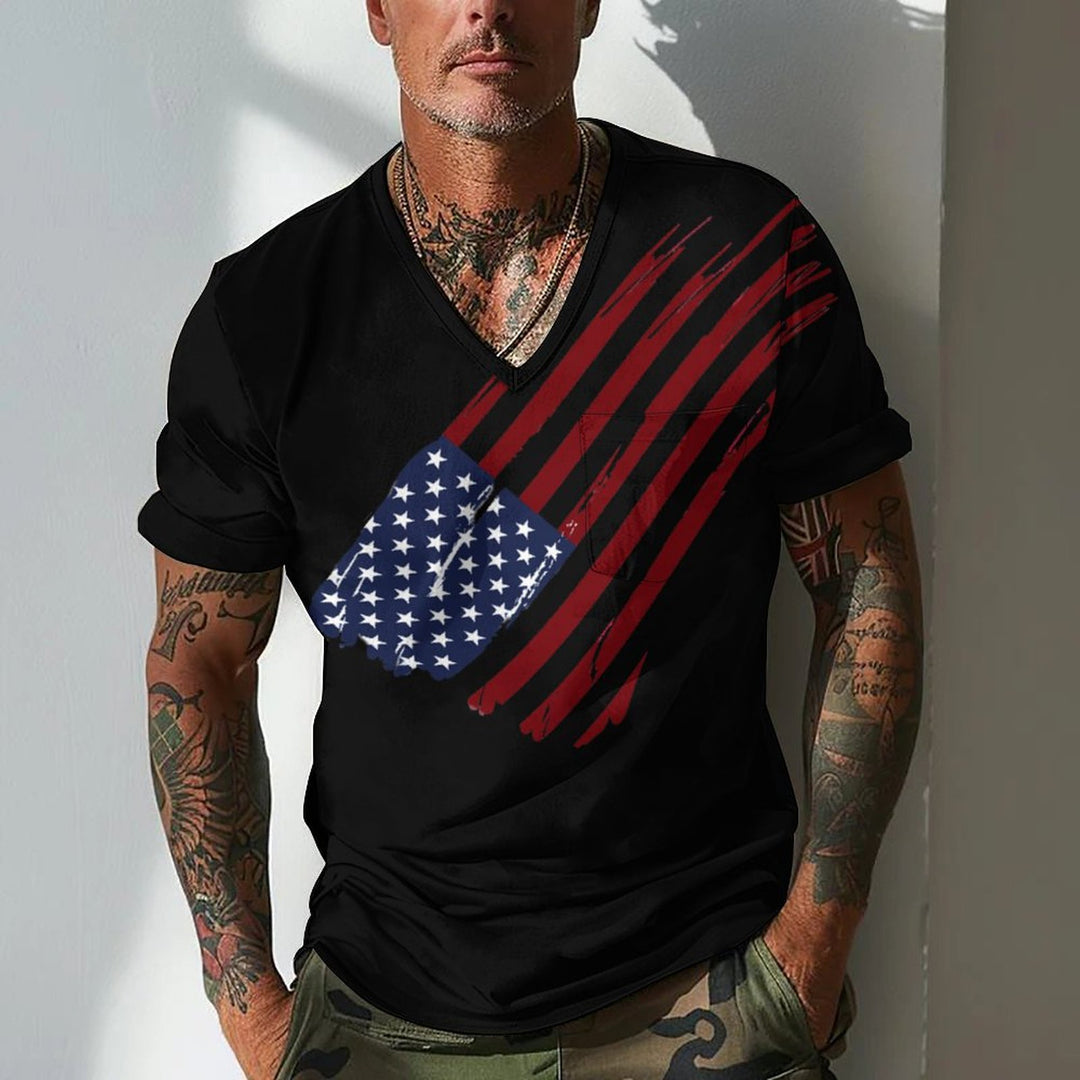 Herrar V-hals T-shirt med kreativt flaggmotiv Mirla-Eva Jonsson