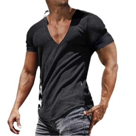 Herrar V-hals T-shirt med strukturerad yta Mirla-Eva Jonsson