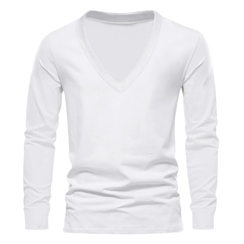 Herrar V-hals långärmad T-shirt med högkvalitativ bomullsblandning och bekväm passform Eva Jonsson-Eva Jonsson