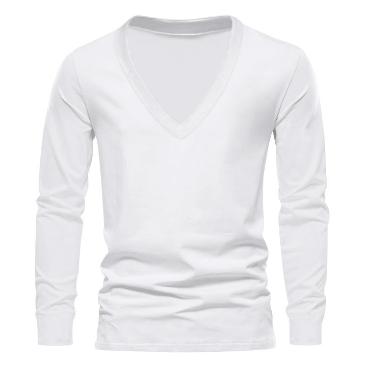 Herrar V-hals långärmad T-shirt med högkvalitativ bomullsblandning och bekväm passform Eva Jonsson-Eva Jonsson