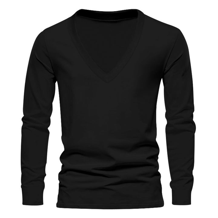 Herrar V-hals långärmad T-shirt med högkvalitativ bomullsblandning och bekväm passform Eva Jonsson-Eva Jonsson