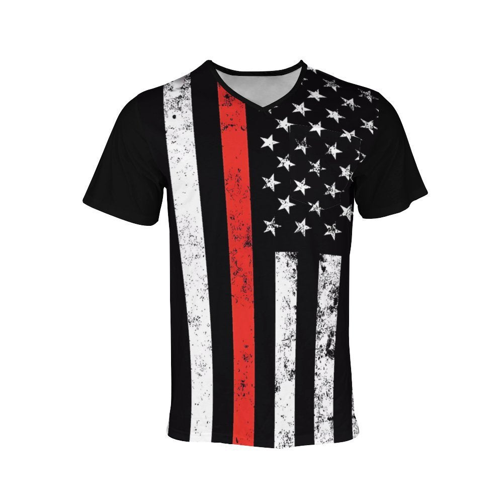 Herrar V-ringad T-shirt med unikt flaggmotiv Mirla-Eva Jonsson