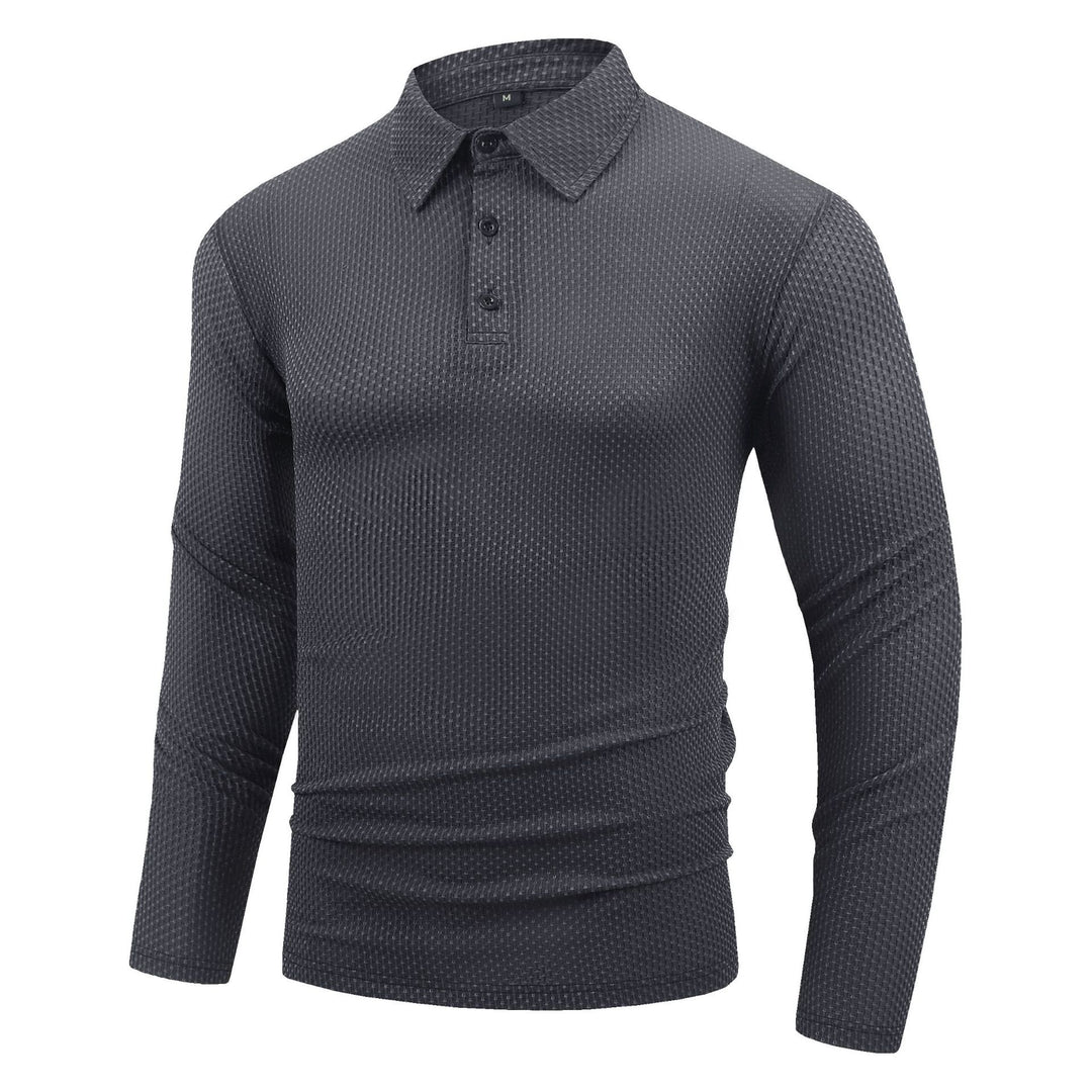 Herrar andningsbart långärmad polo med strukturerad design Mirla-Eva Jonsson