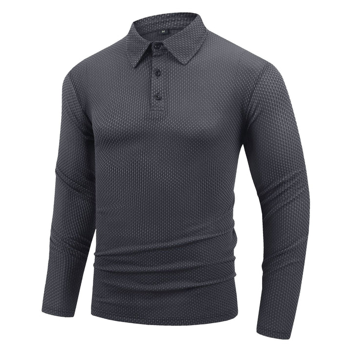 Herrar andningsbart långärmad polo med strukturerad design Mirla-Eva Jonsson