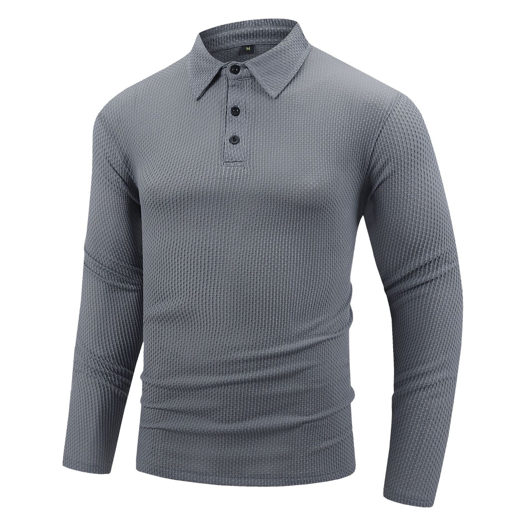 Herrar andningsbart långärmad polo med strukturerad design Mirla-Eva Jonsson