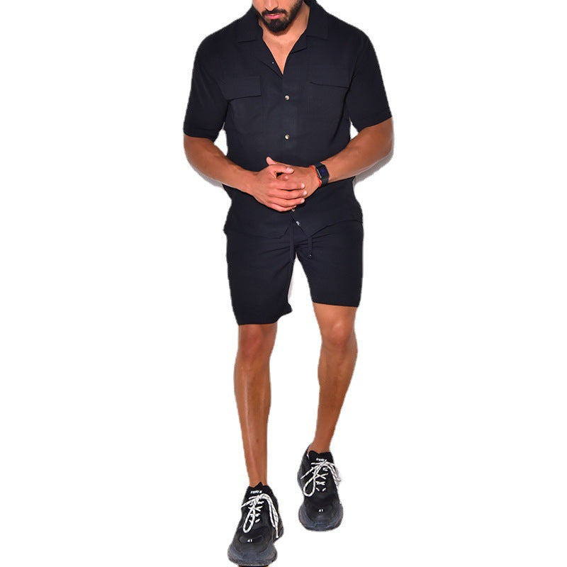 Herrar avslappnad fritidsskjorta och shorts set med praktiska fickor Mirla-Eva Jonsson