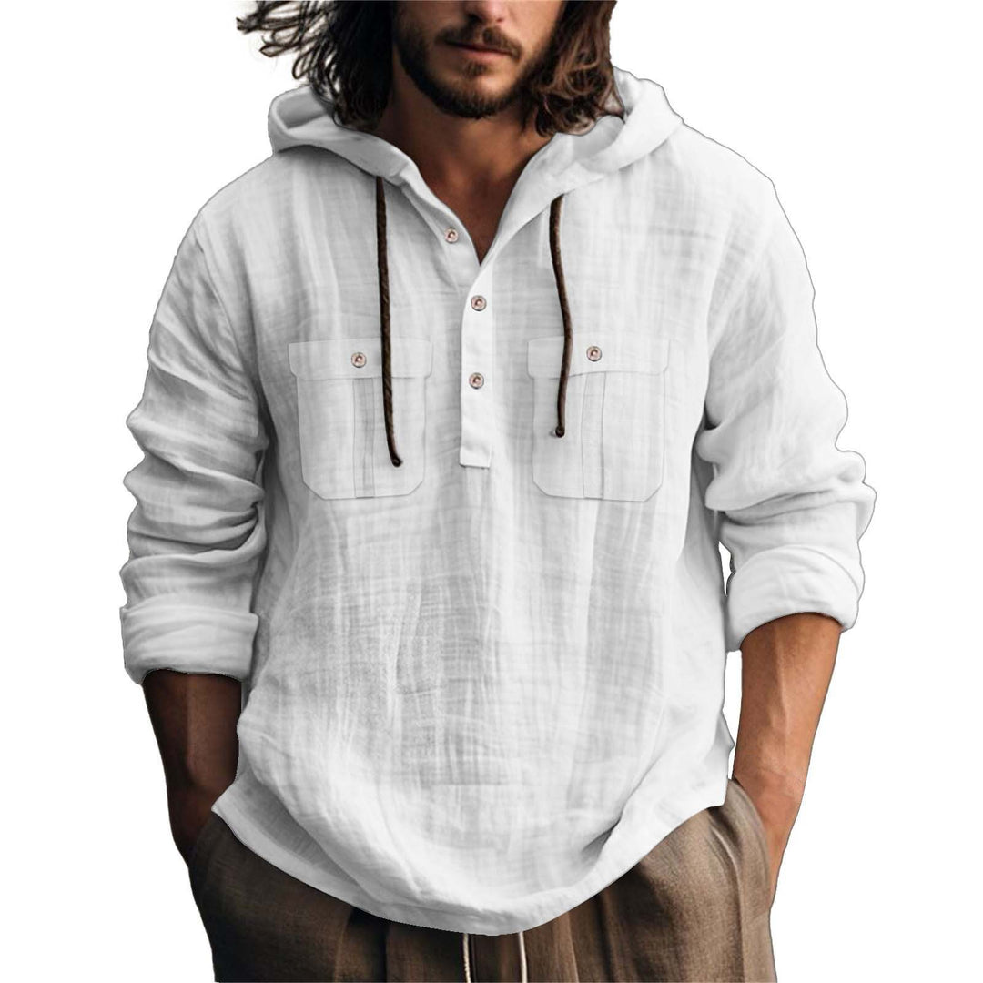 Herrar avslappnad hoodie med knapplist och praktiska fickor Eva Jonsson-Eva Jonsson