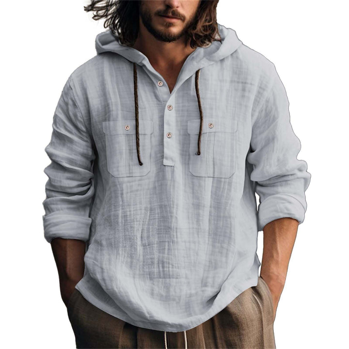 Herrar avslappnad hoodie med knapplist och praktiska fickor Eva Jonsson-Eva Jonsson