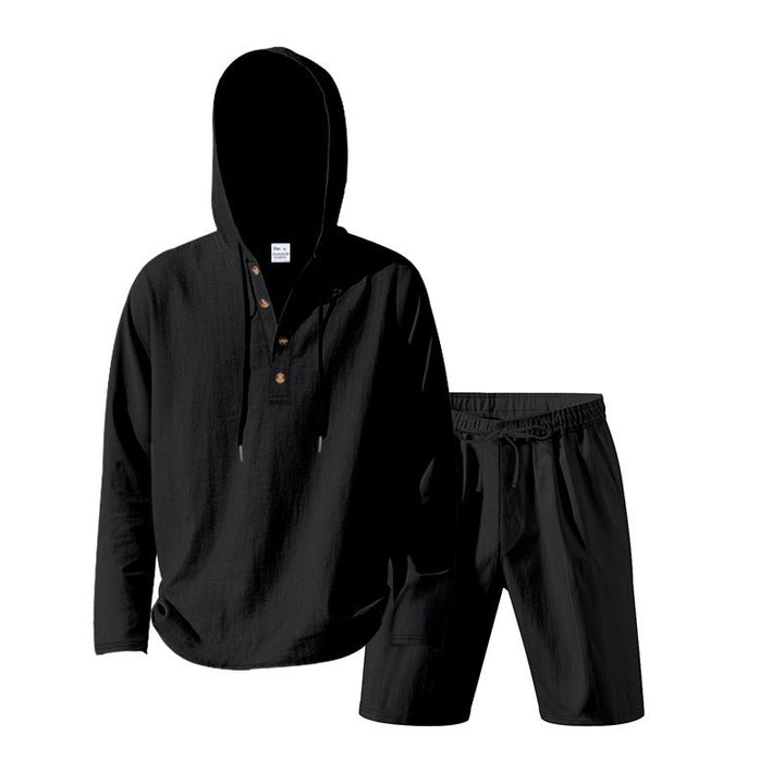 Herrar avslappnad hoodie med korta byxor i avslappnad stil Mirla-Eva Jonsson