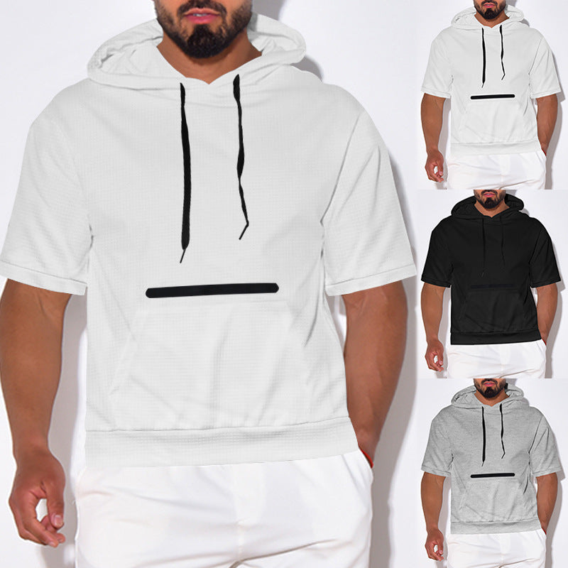 Herrar avslappnad kortärmad hoodie med praktisk känguruficka Mirla-Eva Jonsson