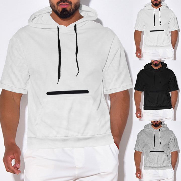Herrar avslappnad kortärmad hoodie med praktisk känguruficka Mirla-Eva Jonsson