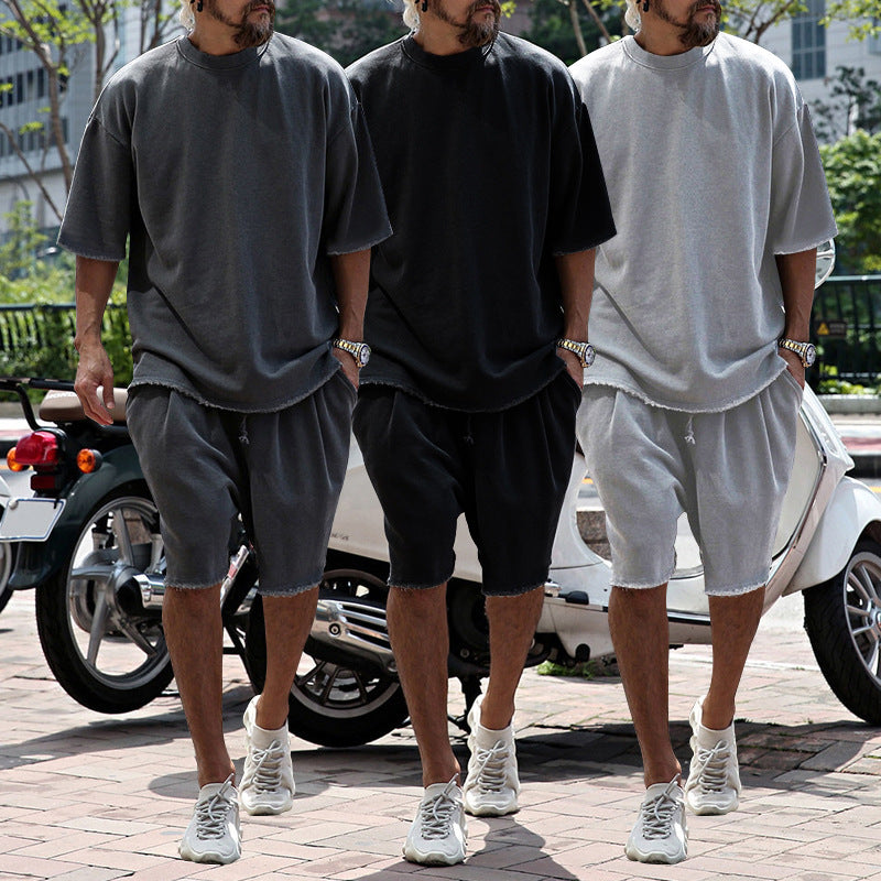 Herrar avslappnad premium fritidsset med oversized t-shirt och lösa shorts Mirla-Eva Jonsson