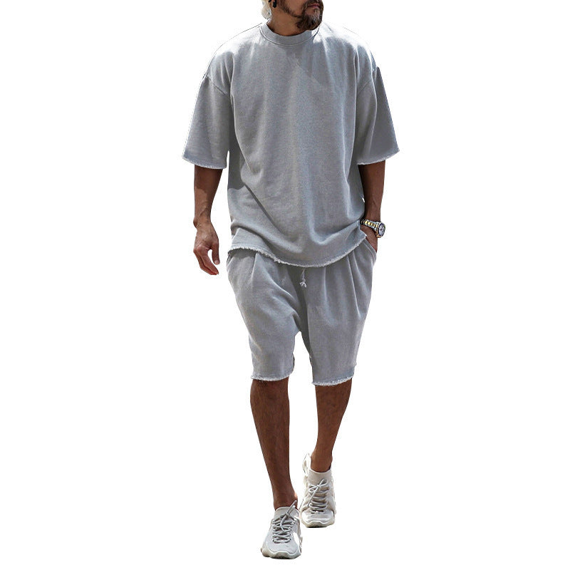 Herrar avslappnad premium fritidsset med oversized t-shirt och lösa shorts Mirla-Eva Jonsson
