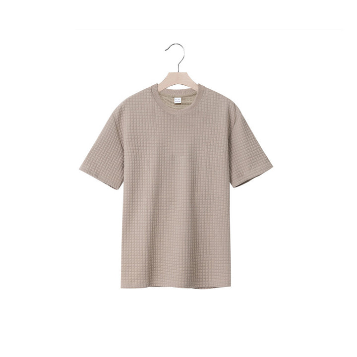 Herrar avslappnad rundhalsad T-shirt med strukturerad väv Mirla-Eva Jonsson