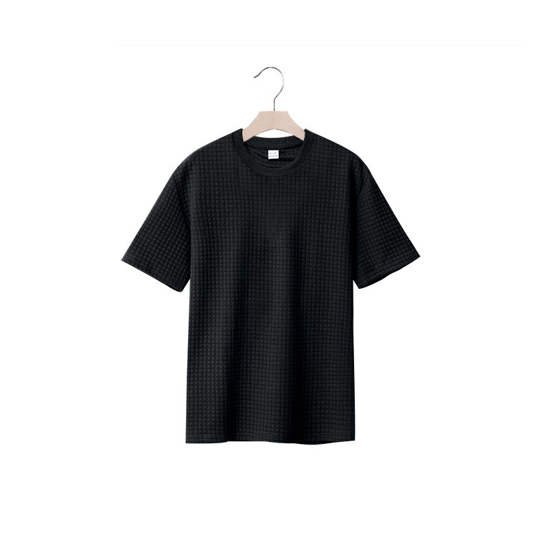Herrar avslappnad rundhalsad T-shirt med strukturerad väv Mirla-Eva Jonsson