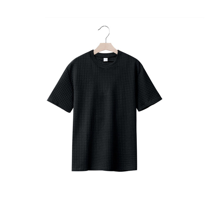 Herrar avslappnad rundhalsad T-shirt med strukturerad väv Mirla-Eva Jonsson