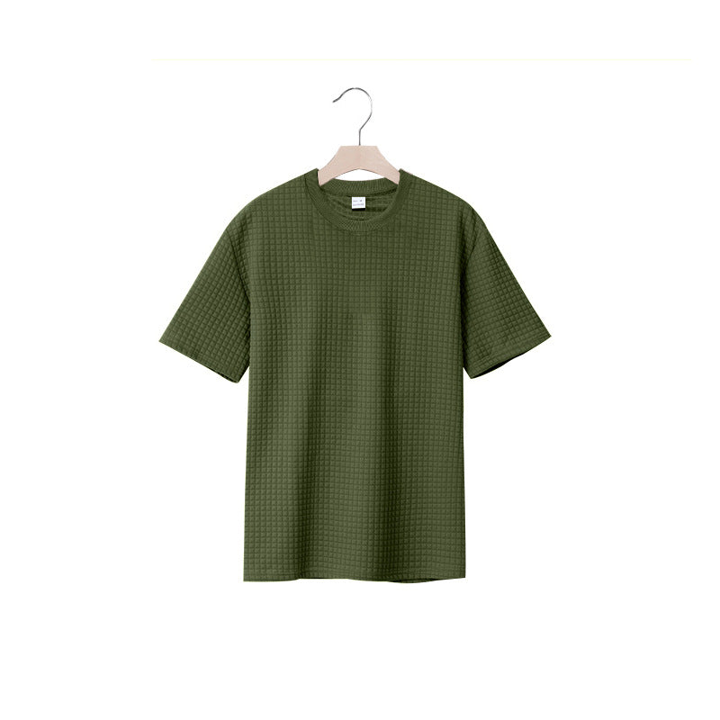Herrar avslappnad rundhalsad T-shirt med strukturerad väv Mirla-Eva Jonsson