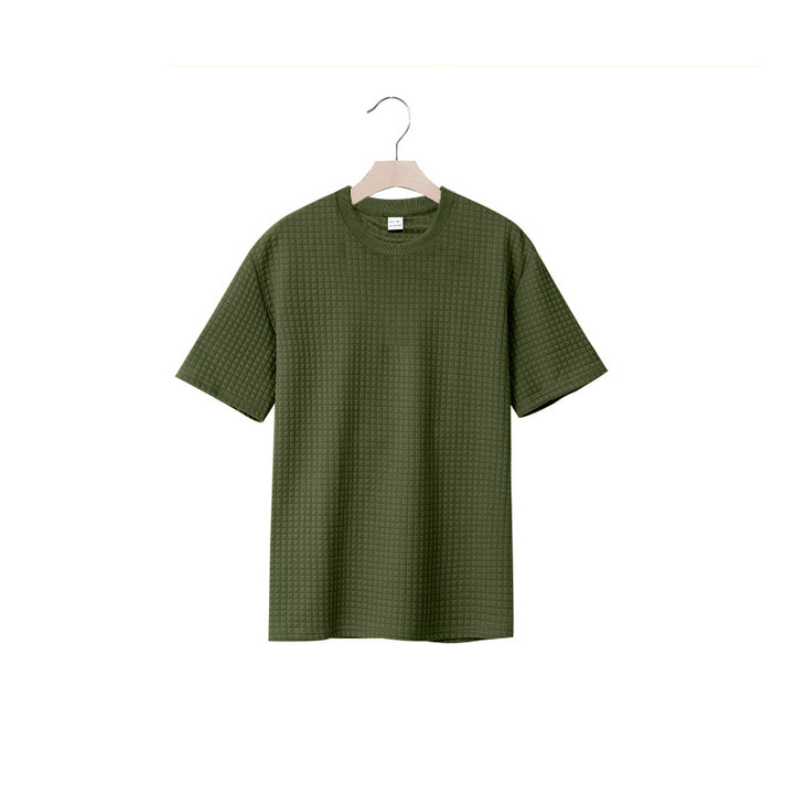 Herrar avslappnad rundhalsad T-shirt med strukturerad väv Mirla-Eva Jonsson