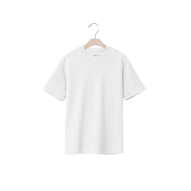 Herrar avslappnad rundhalsad T-shirt med strukturerad väv Mirla-Eva Jonsson