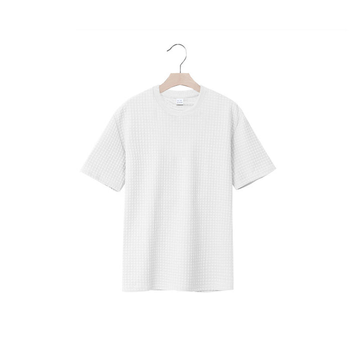 Herrar avslappnad rundhalsad T-shirt med strukturerad väv Mirla-Eva Jonsson