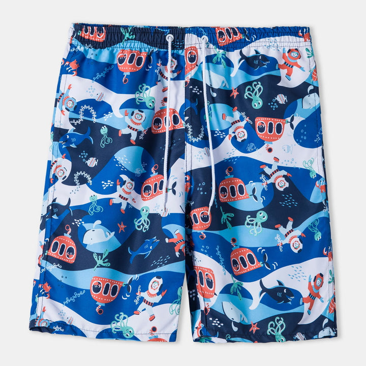 Herrar badshorts med tropisk design och elastisk midja Mirla-Eva Jonsson