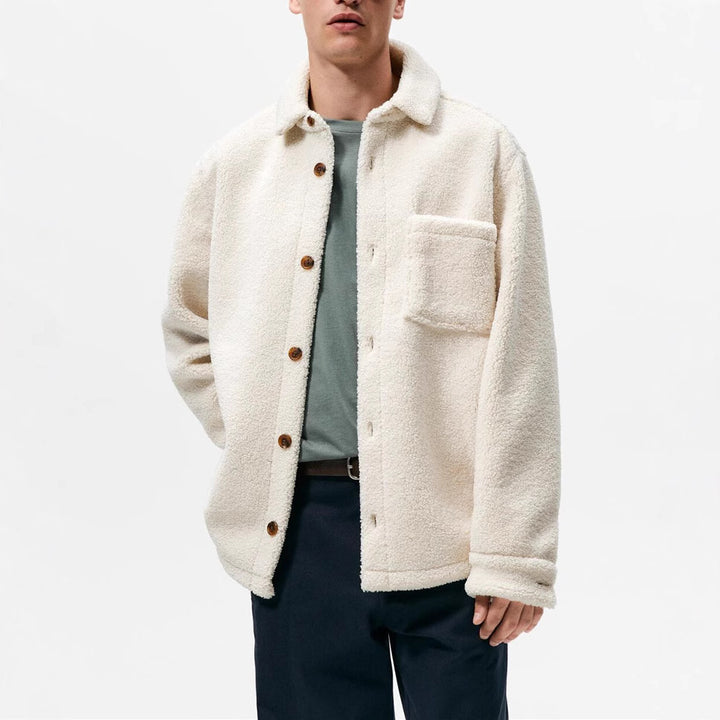 Herrar bekväm fleece-skjortjacka med påsydd bröstficka Eva Jonsson-Eva Jonsson