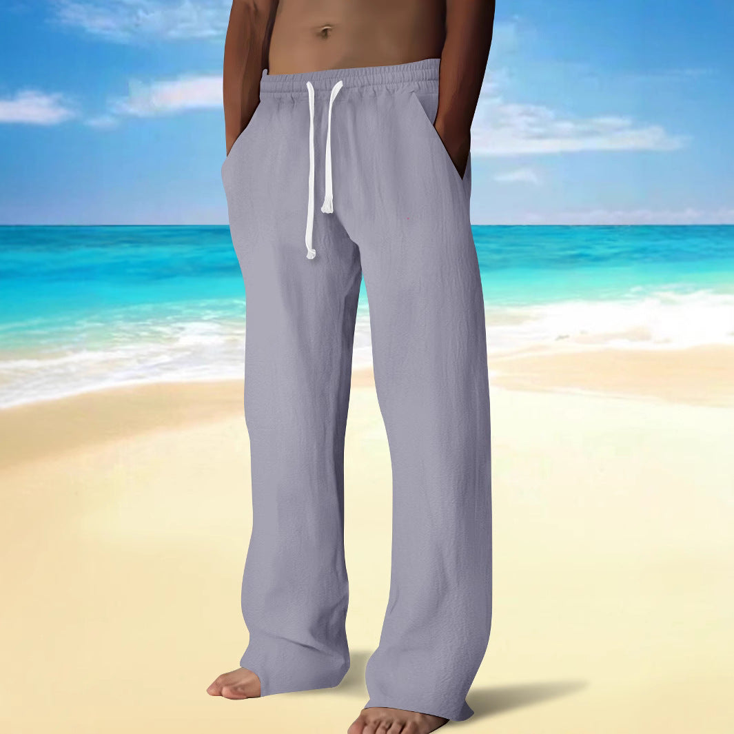 Herrar bekväm strandbyxor med elastisk midja och sidofickor Mirla-Eva Jonsson