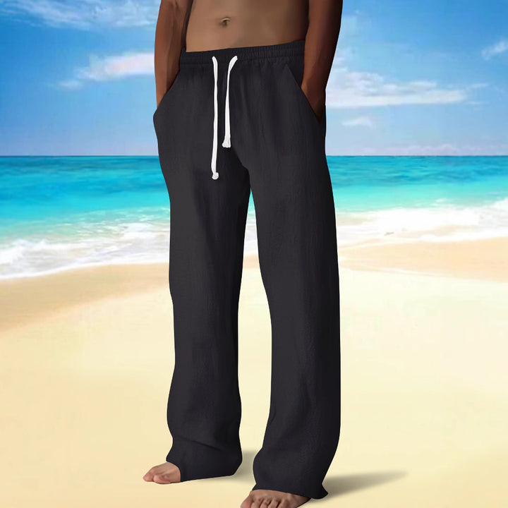 Herrar bekväm strandbyxor med elastisk midja och sidofickor Mirla-Eva Jonsson