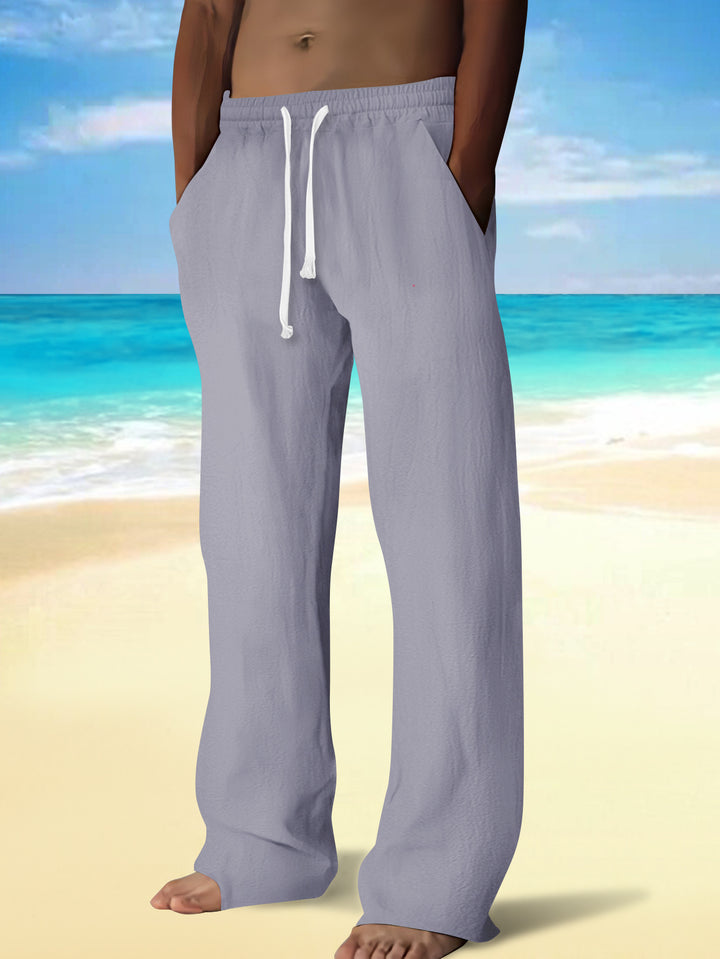 Herrar bekväm strandbyxor med elastisk midja och sidofickor Mirla-Eva Jonsson