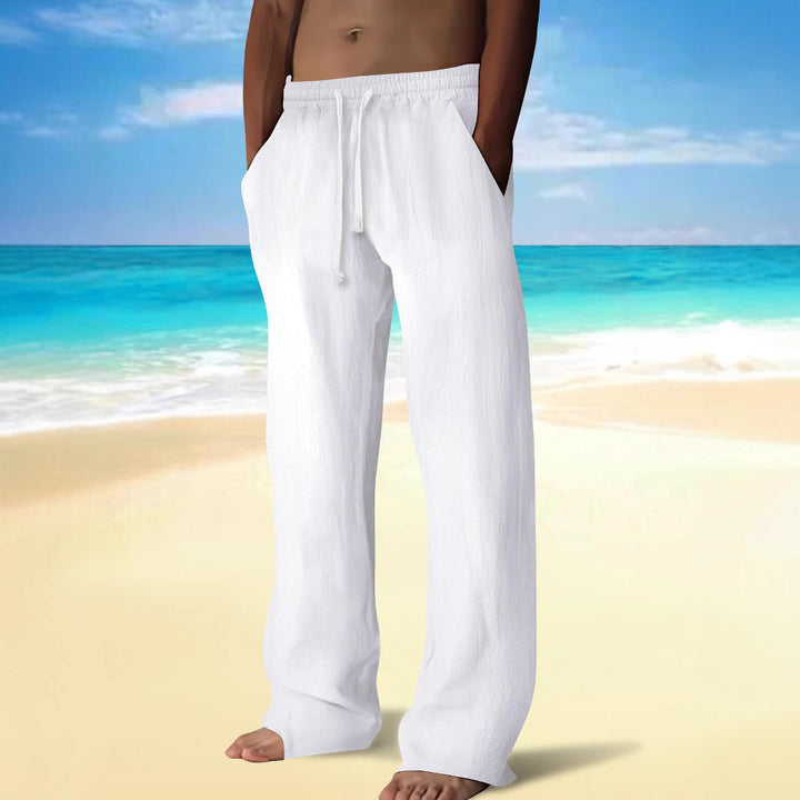Herrar bekväm strandbyxor med elastisk midja och sidofickor Mirla-Eva Jonsson