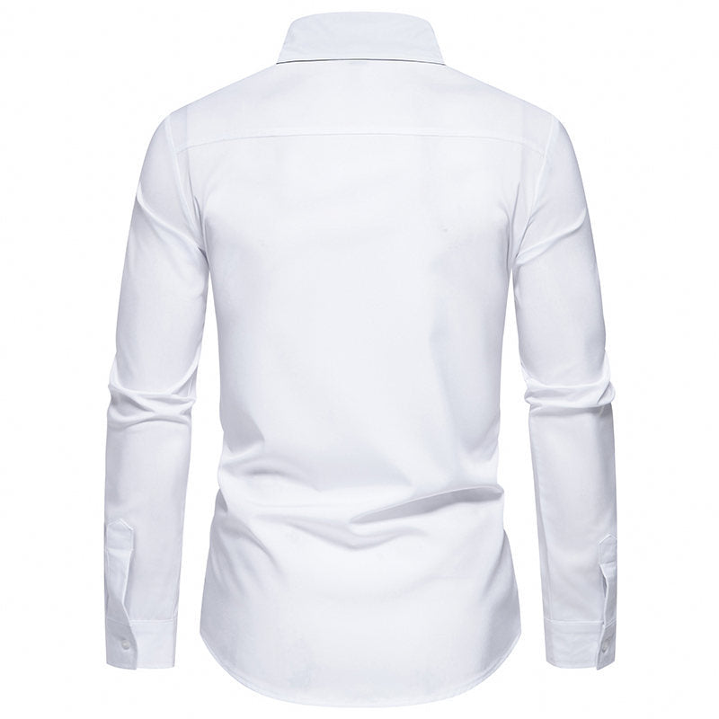 Herrar elegant Slim-Fit skjorta med kontrasterande krage och högkvalitativa tygdetaljer Mirla-Eva Jonsson