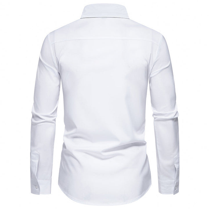 Herrar elegant Slim-Fit skjorta med kontrasterande krage och högkvalitativa tygdetaljer Mirla-Eva Jonsson