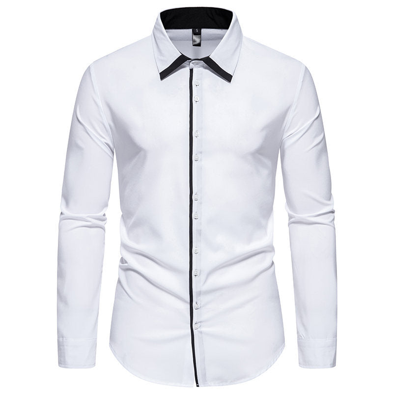 Herrar elegant Slim-Fit skjorta med kontrasterande krage och högkvalitativa tygdetaljer Mirla-Eva Jonsson