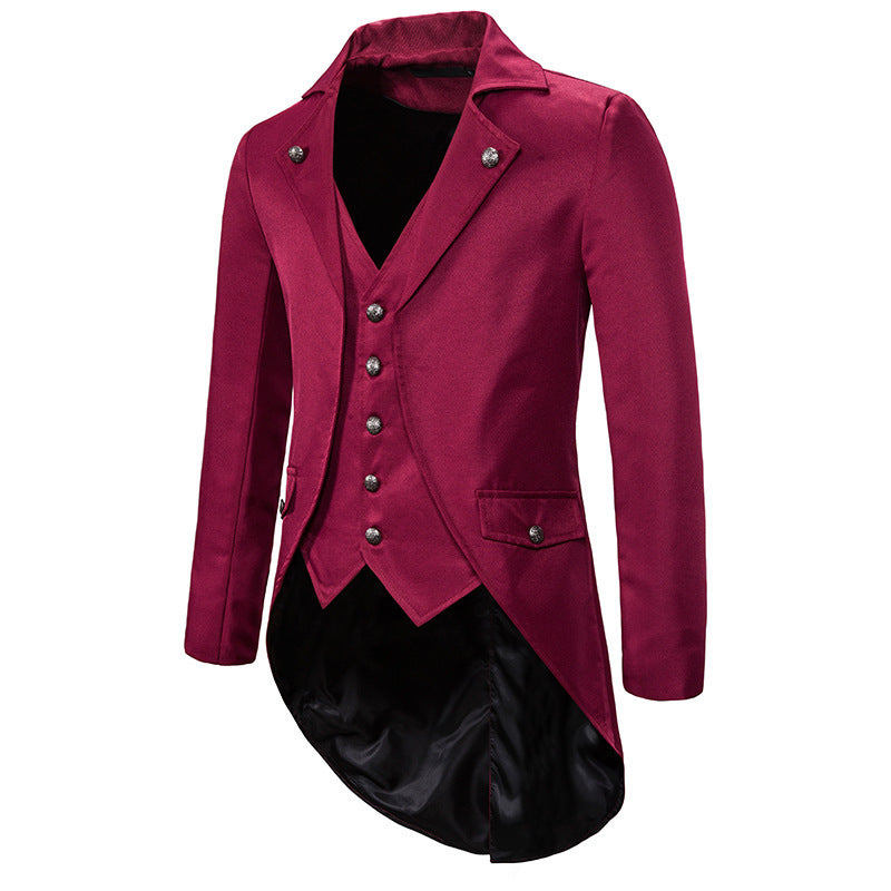 Herrar elegant Steampunk-blazer med asymmetrisk skärning och fina detaljer Mirla-Eva Jonsson
