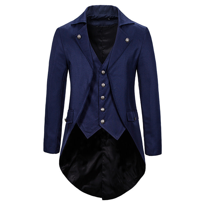 Herrar elegant Steampunk-blazer med asymmetrisk skärning och fina detaljer Mirla-Eva Jonsson