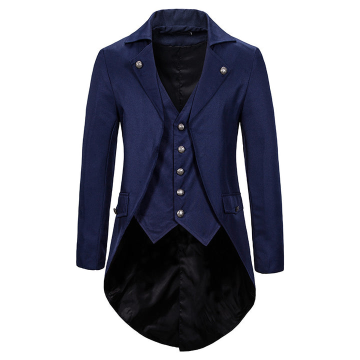 Herrar elegant Steampunk-blazer med asymmetrisk skärning och fina detaljer Mirla-Eva Jonsson