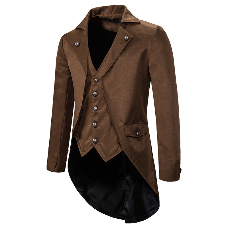 Herrar elegant Steampunk-blazer med asymmetrisk skärning och fina detaljer Mirla-Eva Jonsson